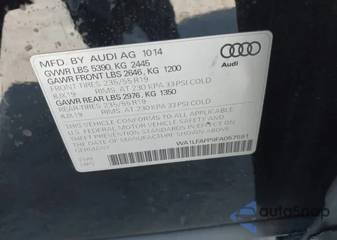 2015 Audi Q5 2.0T Premium z USA, uszkodzony, nr VIN WA1LFAFP9FA057591